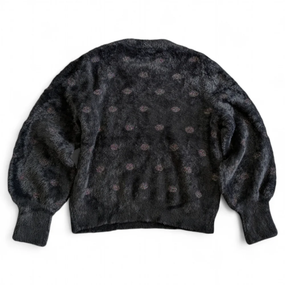 MARINE LAYER Arielle Black Metallic Funfetti Crew Neck Sweater Sz L NWT - Picture 7 of 11